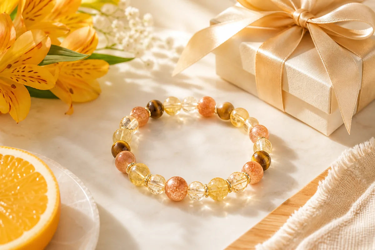 Joy citrine and sunstone inspired crystal bracelet gift