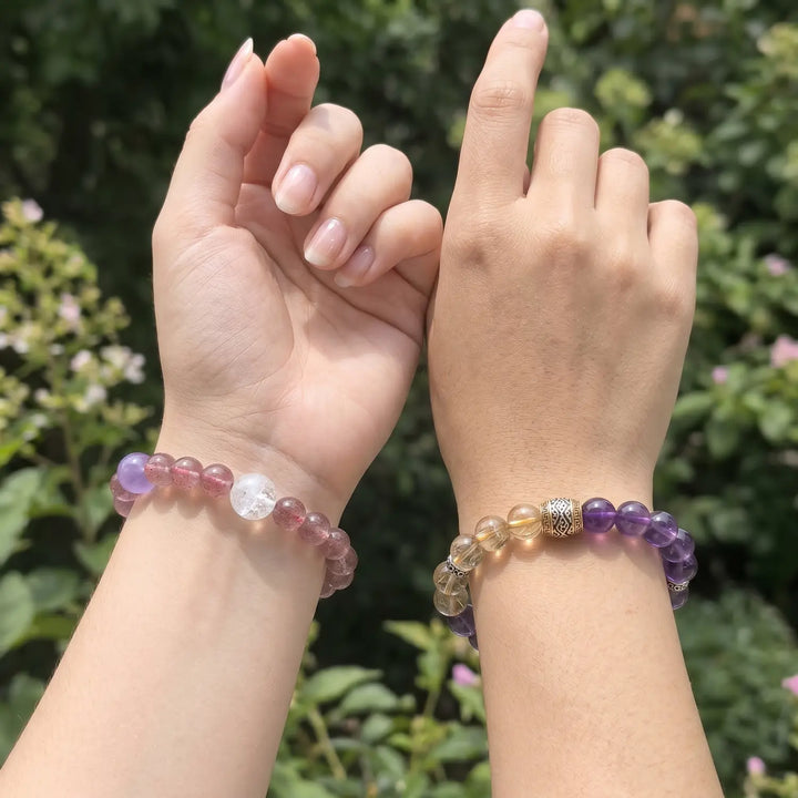 Friendship and self-care crystal bracelet gift guide with natural stone bracelets