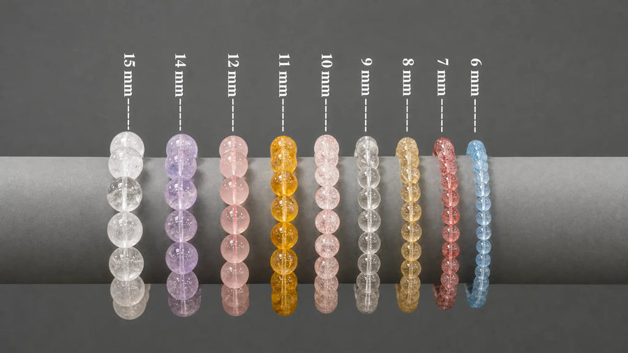 Choose Your Bracelet Bead Size - QZENI crystal bracelet guide