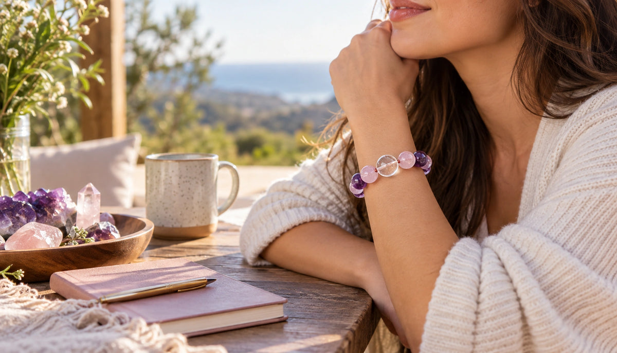 Styling Crystal Bracelet Amethyst Quartz Naturally - QZENI natural crystal jewelry guide