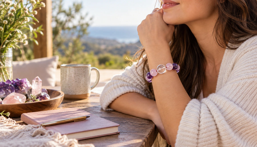 Styling Crystal Bracelet Amethyst Quartz Naturally - QZENI crystal bracelet guide