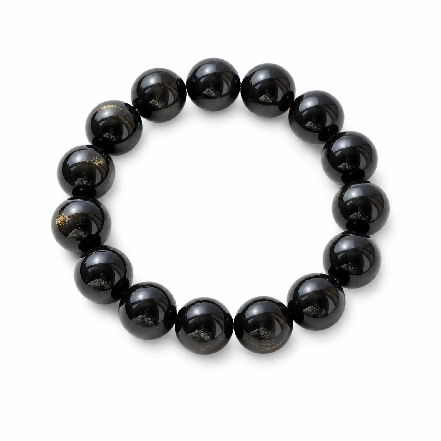 16mm Black Obsidian & Obsidian Bracelet - 01 black obsidian earthy style bracelet main image