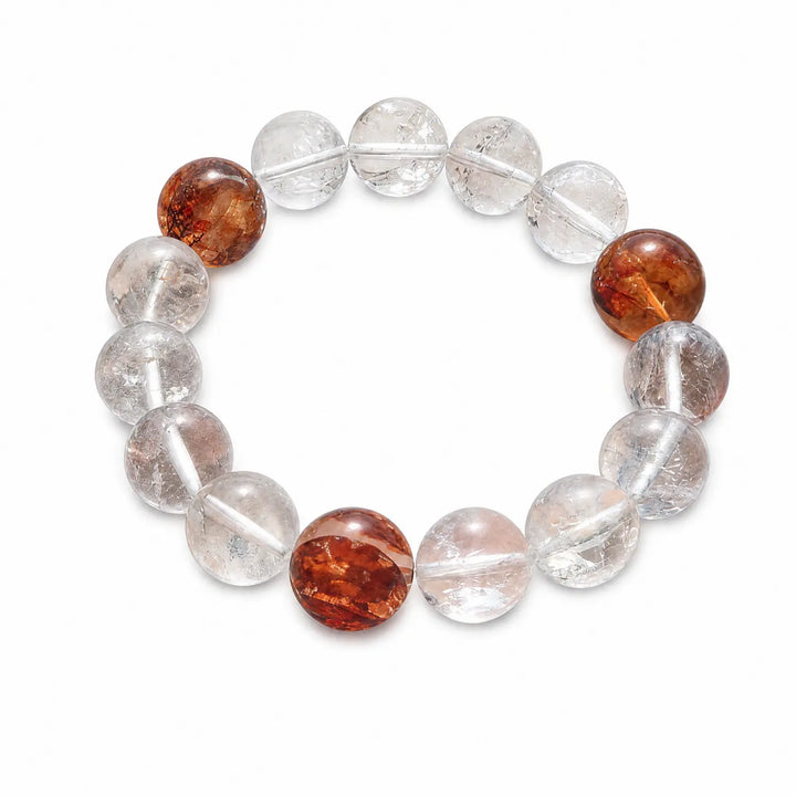 13mm Clear Quartz & Red Hematoid Quartz Bracelet - clear quartz clarity style bracelet main image