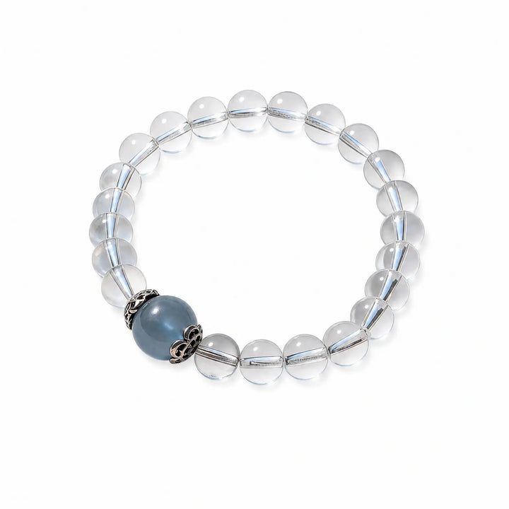 8mm Clear Quartz & Aquamarine Bracelet - clear quartz clarity style bracelet main image