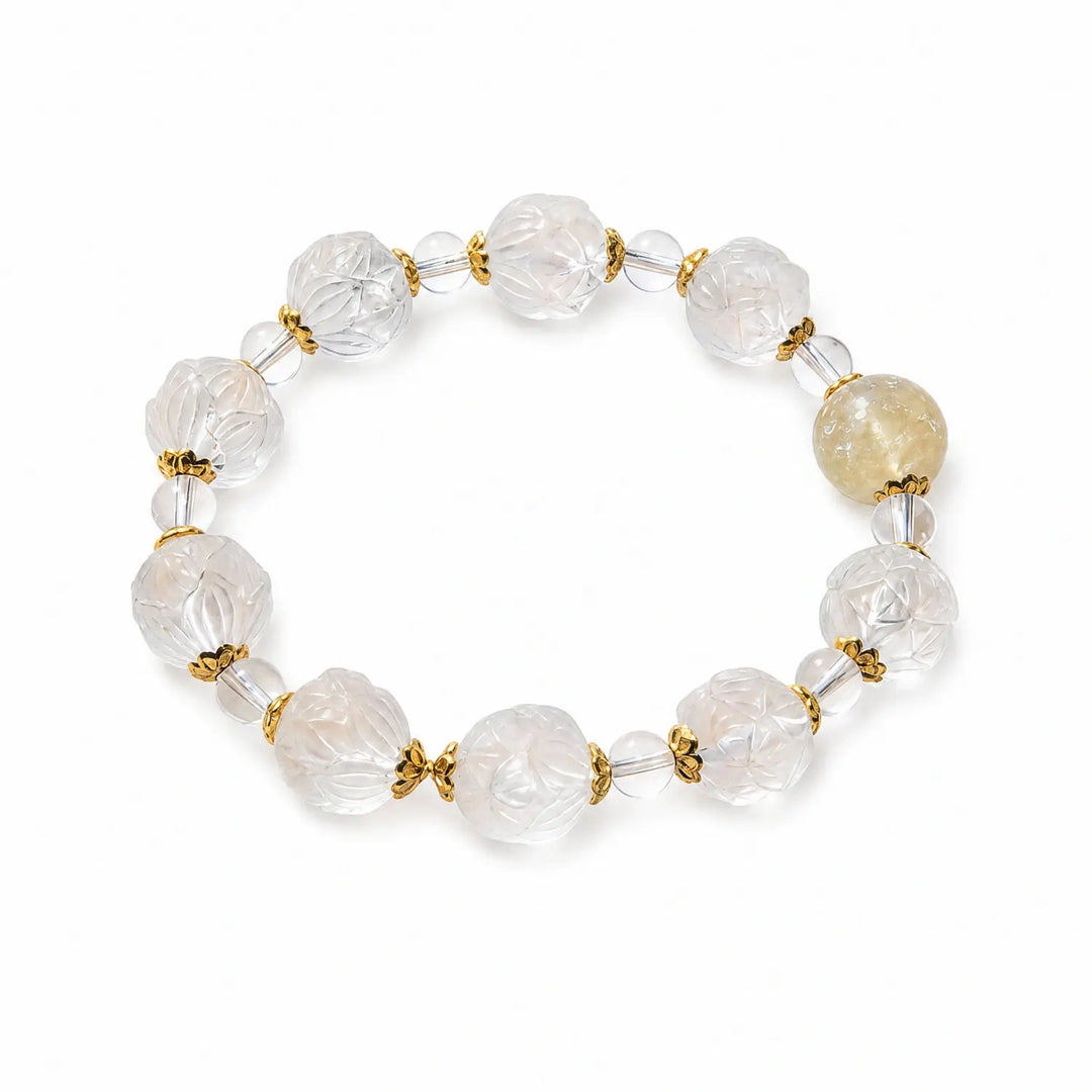 13mm Clear Quartz & Citrine Bracelet - clear quartz clarity style bracelet main image