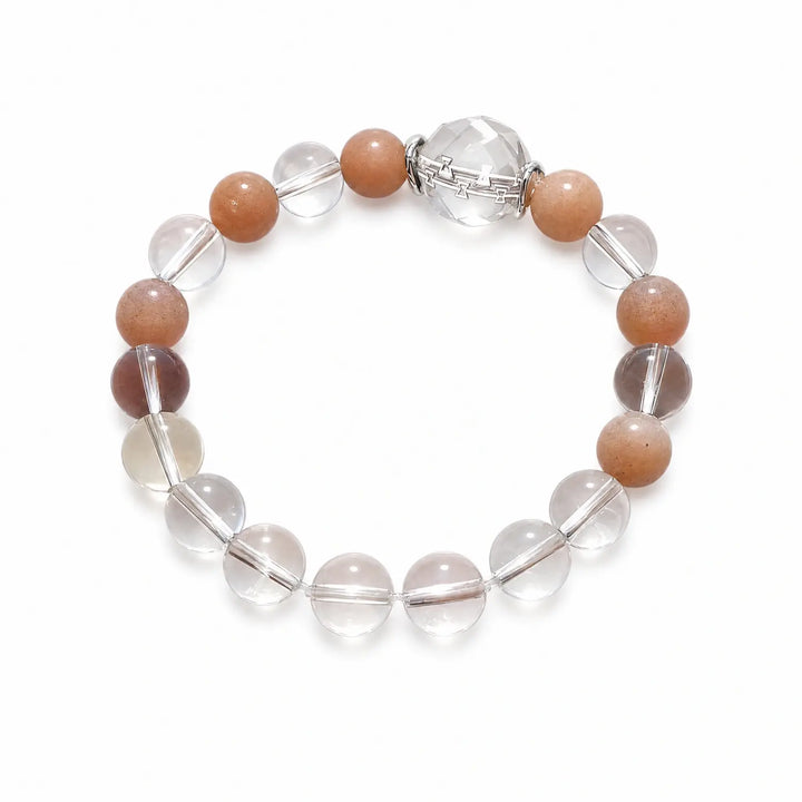 10mm Clear Quartz & Sunstone Bracelet - clear quartz clarity style bracelet main image