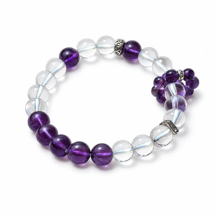 8mm Amethyst & Clear Quartz Bracelet - mixed crystal multi stone style bracelet main image