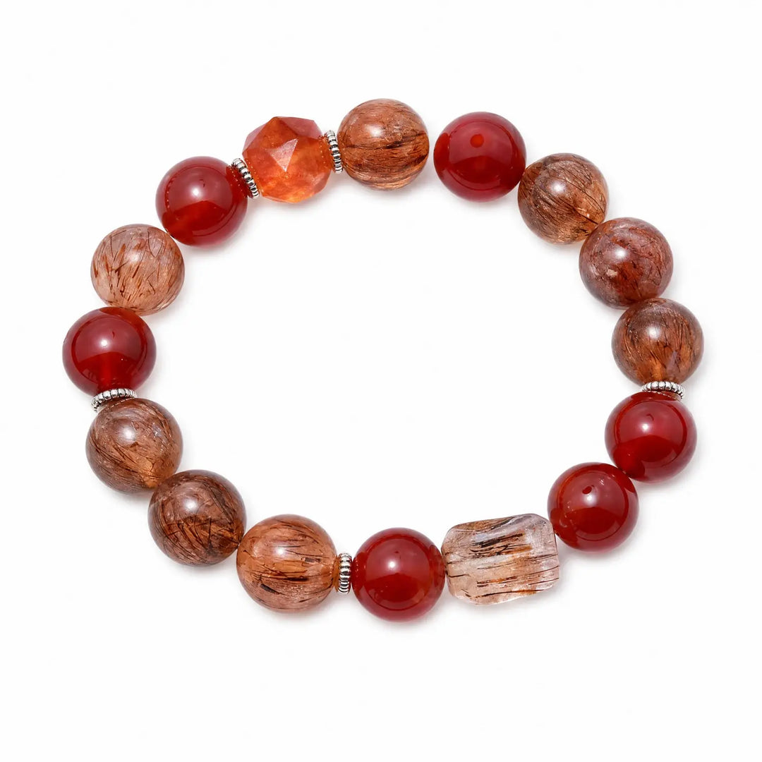 12mm Rutilated Quartz Bracelet - 01 mixed crystal multi stone style bracelet main image