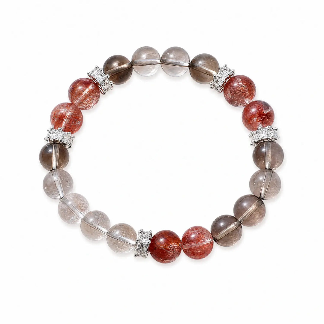 10mm Clear Quartz & Smoky Quartz Bracelet - 01 mixed crystal multi stone style bracelet main image