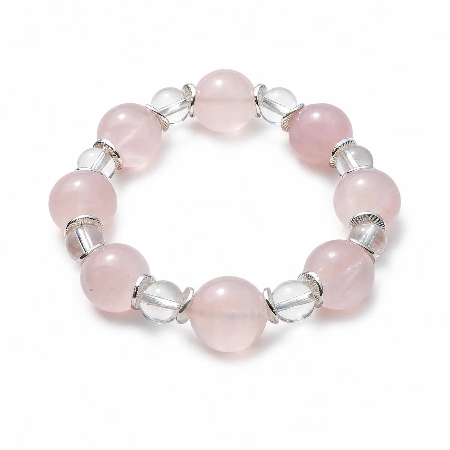 14mm Rose Quartz & Clear Quartz Bracelet - rose quartz self care gift bracelet main image