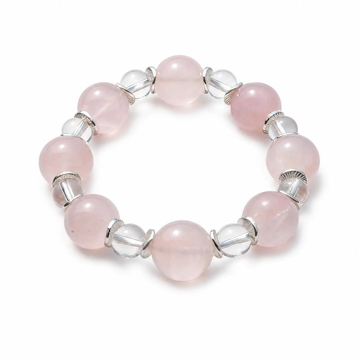 14mm Rose Quartz & Clear Quartz Bracelet - rose quartz self care gift bracelet main image