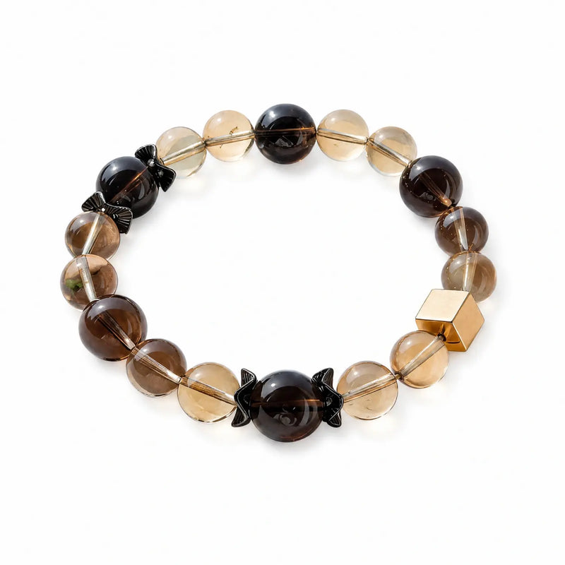 10mm Smoky Quartz & Citrine Bracelet - 01 smoky quartz earthy style bracelet main image