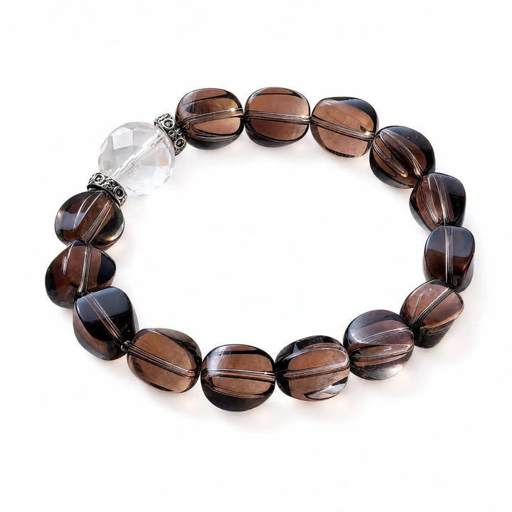 Clear Quartz & Smoky Quartz Bracelet - 01 smoky quartz earthy style bracelet main image