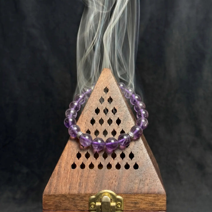 8mm Natural Amethyst Bracelet - amethyst cleansing ritual smudge hover image