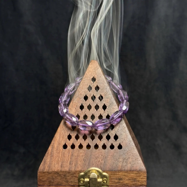 10mm Natural Amethyst Bracelet - lavender amethyst cleansing ritual smudge hover image