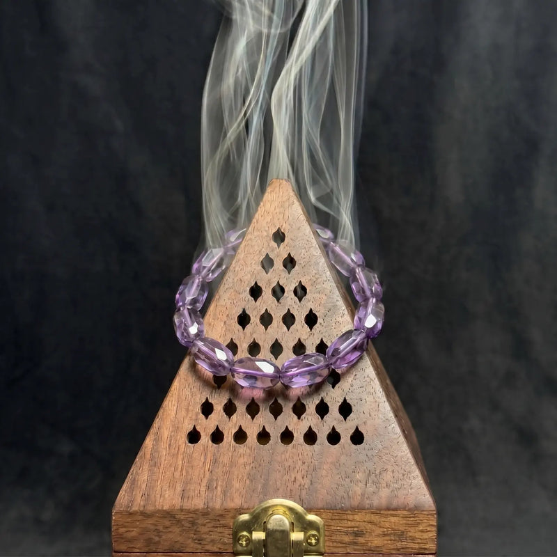 10mm Natural Amethyst Bracelet - lavender amethyst cleansing ritual smudge hover image