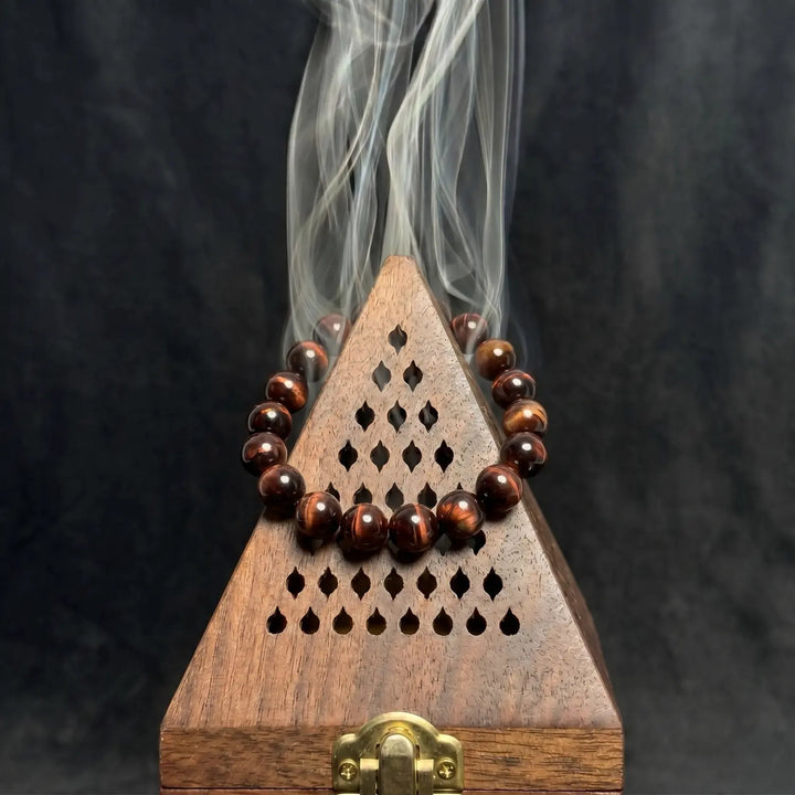 10mm Natural Tiger Eye Bracelet - red tiger eye cleansing ritual smudge hover image