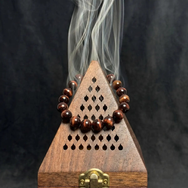 10mm Natural Tiger Eye Bracelet - red tiger eye cleansing ritual smudge hover image