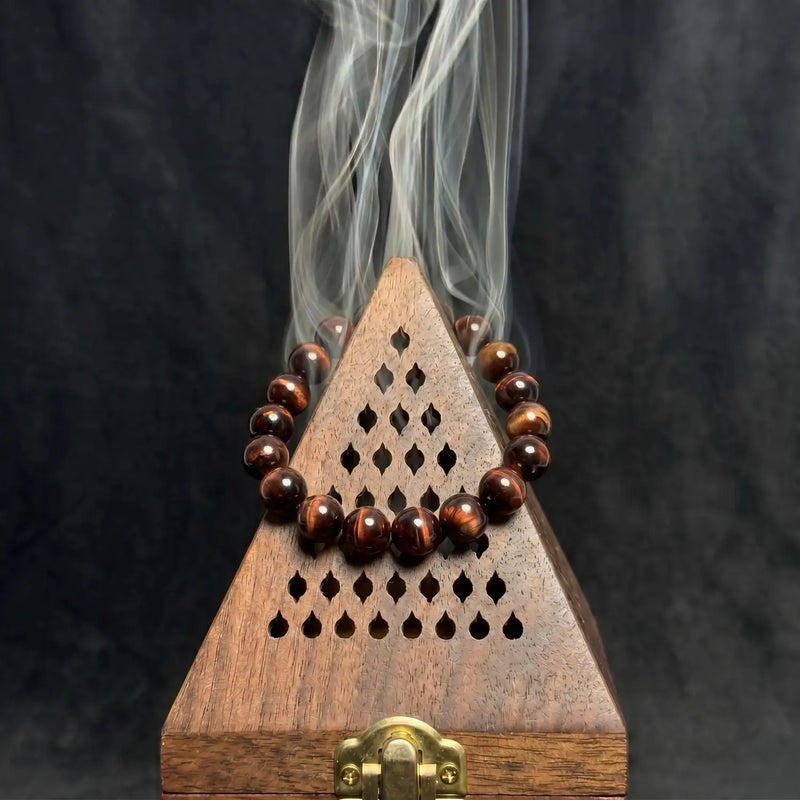 10mm Natural Tiger Eye Bracelet - red tiger eye cleansing ritual smudge hover image