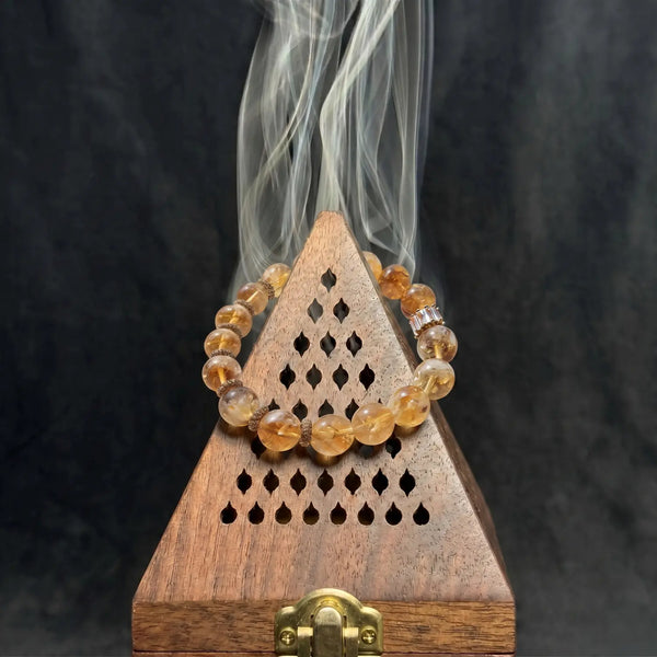 12mm Citrine & Rutilated Quartz Bracelet - 02 rutilated quartz cleansing ritual smudge hover image