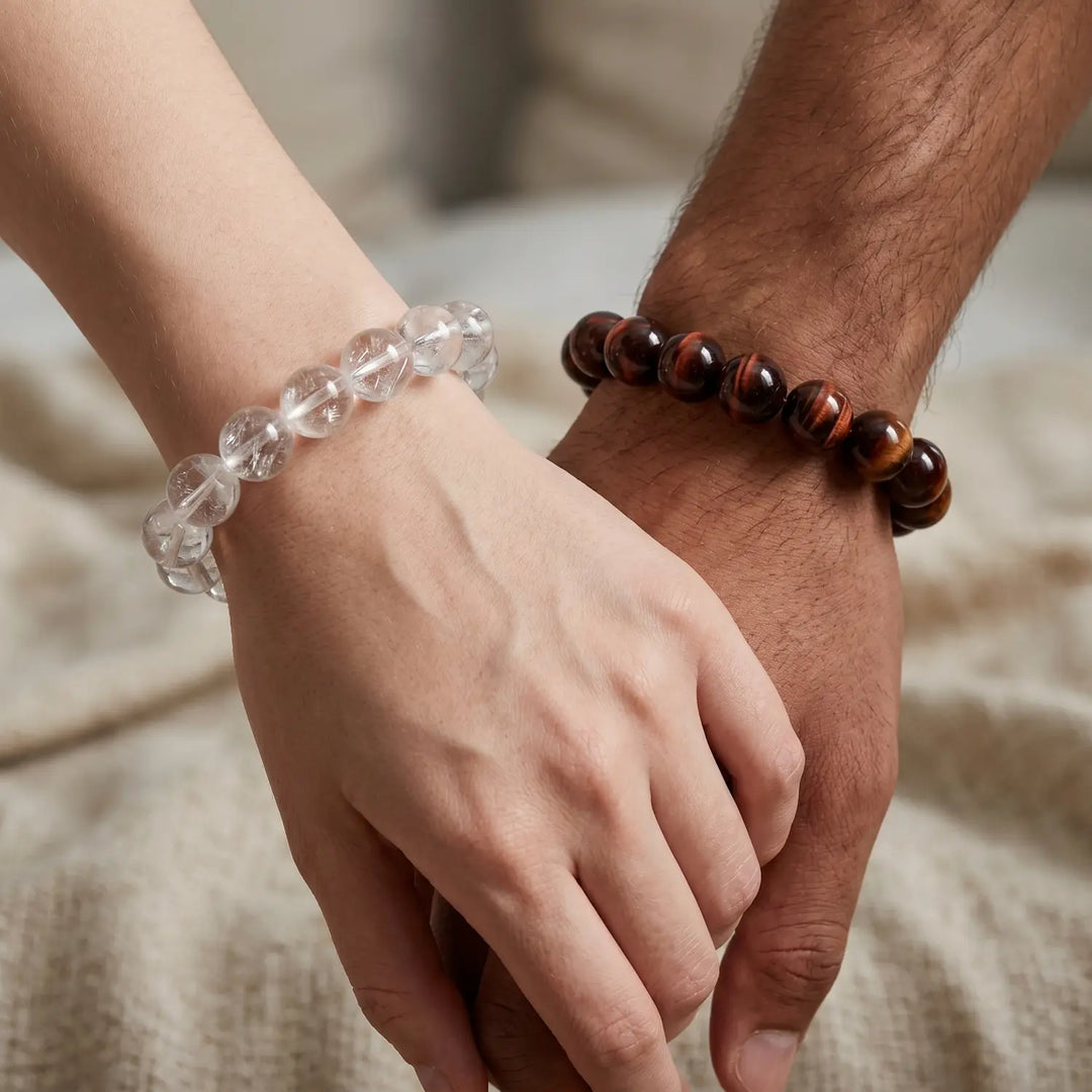 10mm Clear Quartz Bracelet - 03 clear quartz spiritual connection couples gift