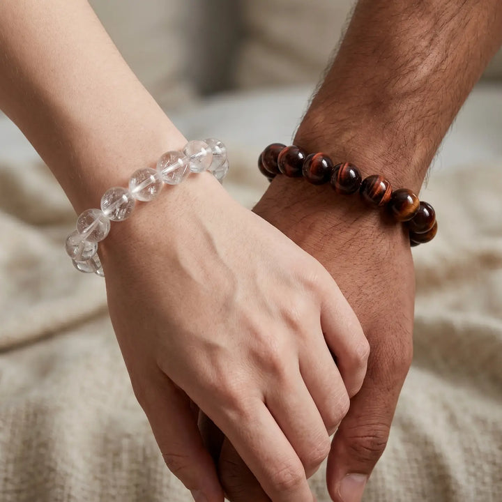 10mm Clear Quartz Bracelet - 03 clear quartz spiritual connection couples gift