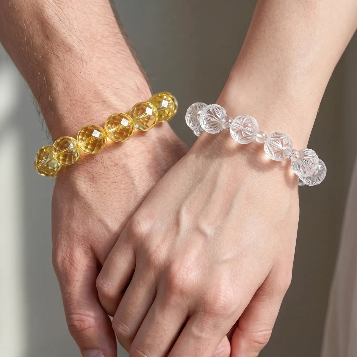 13mm Natural Clear Quartz Bracelet - clear quartz spiritual connection couples gift