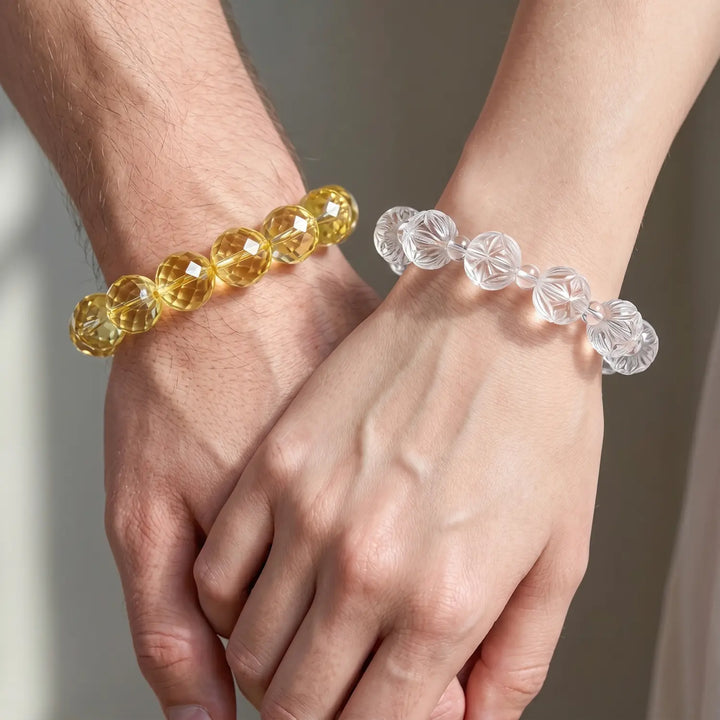 13mm Natural Clear Quartz Bracelet - clear quartz spiritual connection couples gift