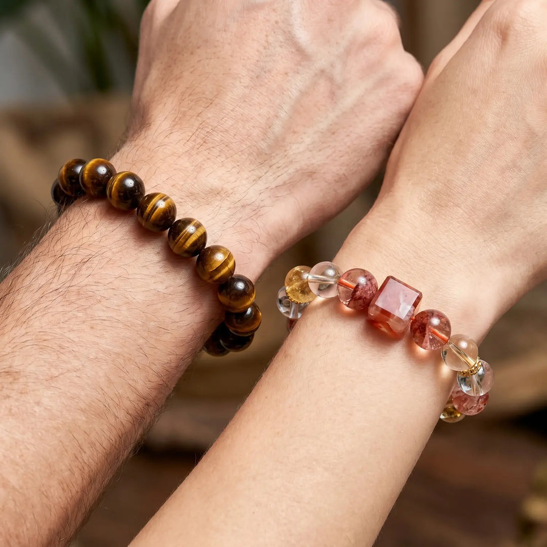 Clear Quartz & Citrine Bracelet - 03 mixed crystal spiritual connection couples gift