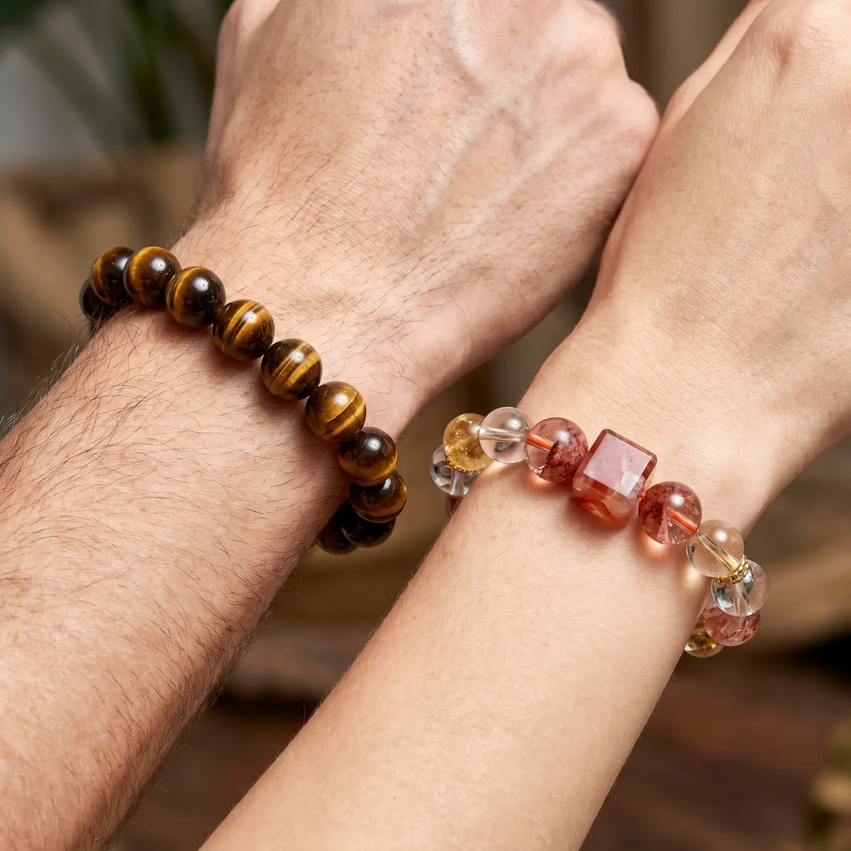 Clear Quartz & Citrine Bracelet - 03 mixed crystal spiritual connection couples gift