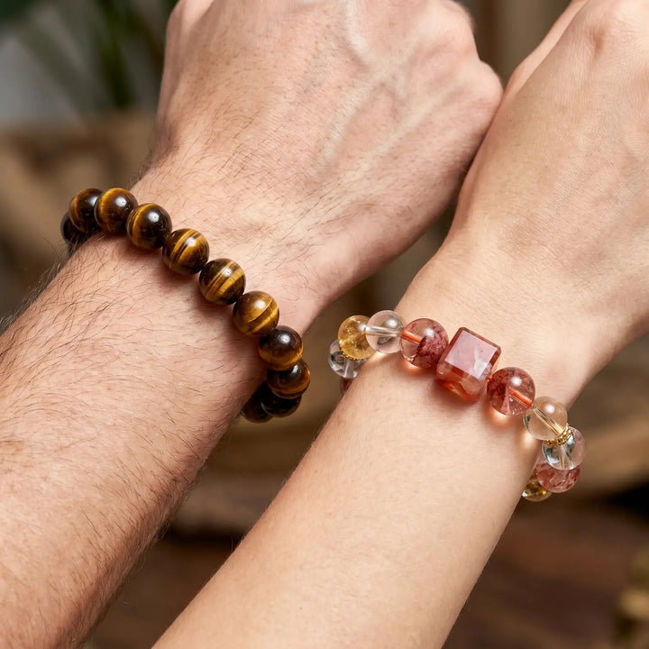 Clear Quartz & Citrine Bracelet - 03 mixed crystal spiritual connection couples gift