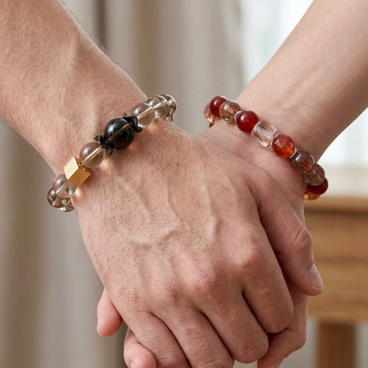 10mm Smoky Quartz & Citrine Bracelet - 03 smoky quartz spiritual connection couples gift