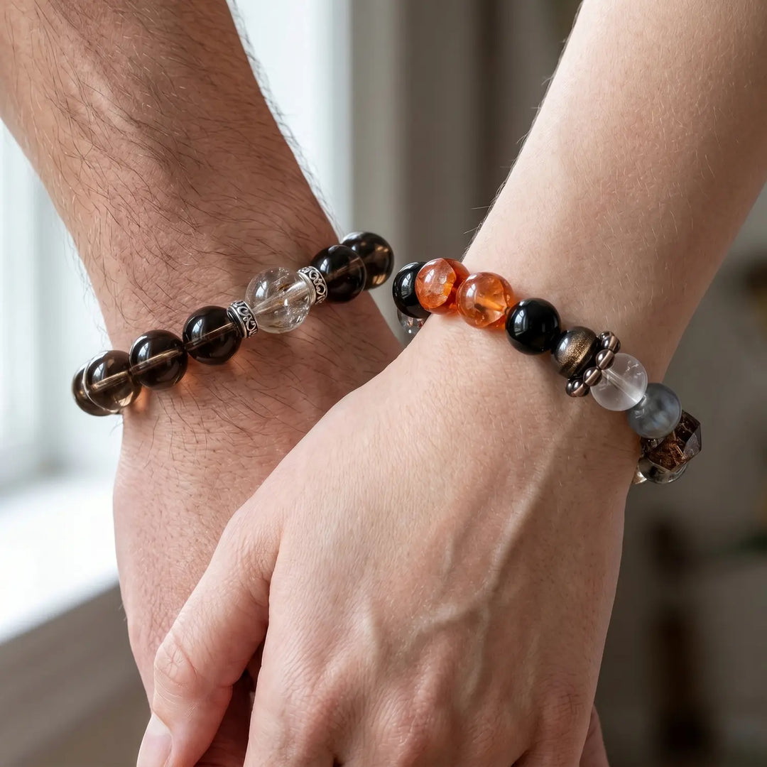 12mm Smoky Quartz Bracelet - 03 smoky quartz spiritual connection couples gift
