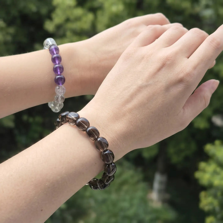 9mm Natural Smoky Quartz Bracelet - smoky quartz spiritual connection couples gift