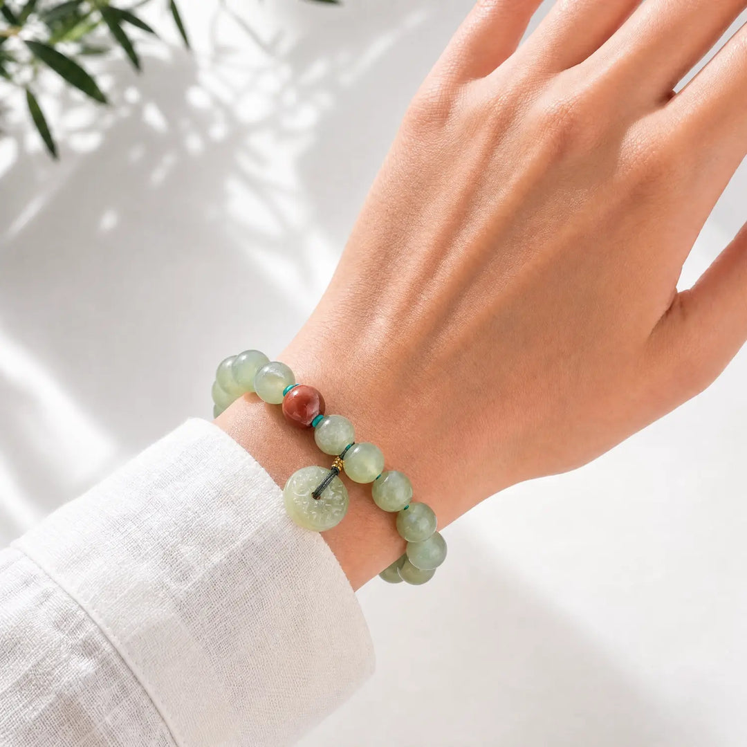 8mm Jade Bracelet - 04 jade crystal lifestyle wearing style