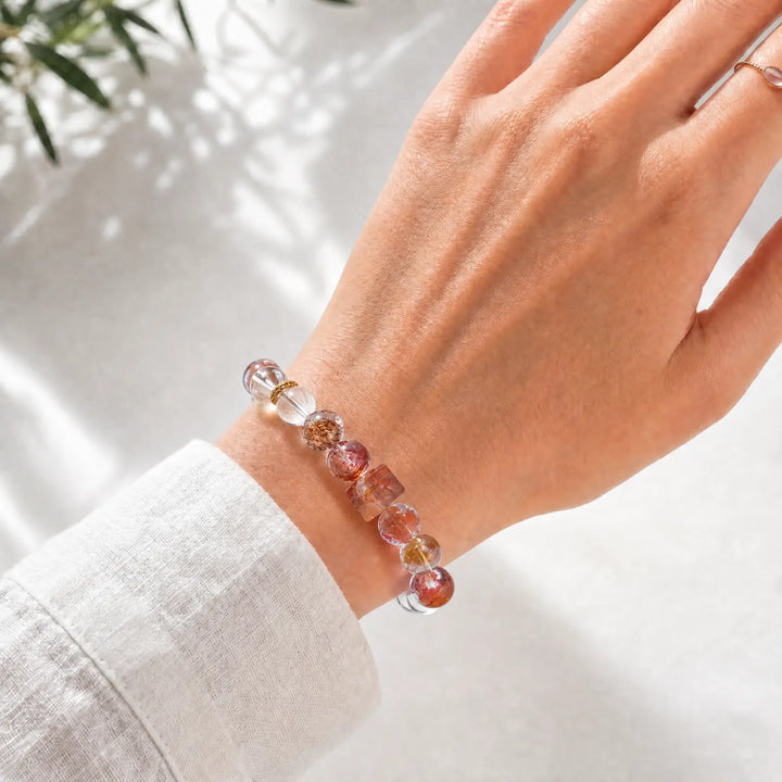 Clear Quartz & Citrine Bracelet - 04 mixed crystal crystal lifestyle wearing style