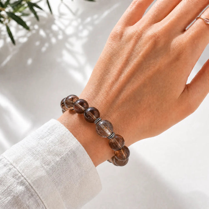 12mm Smoky Quartz Bracelet - 04 smoky quartz crystal lifestyle wearing style