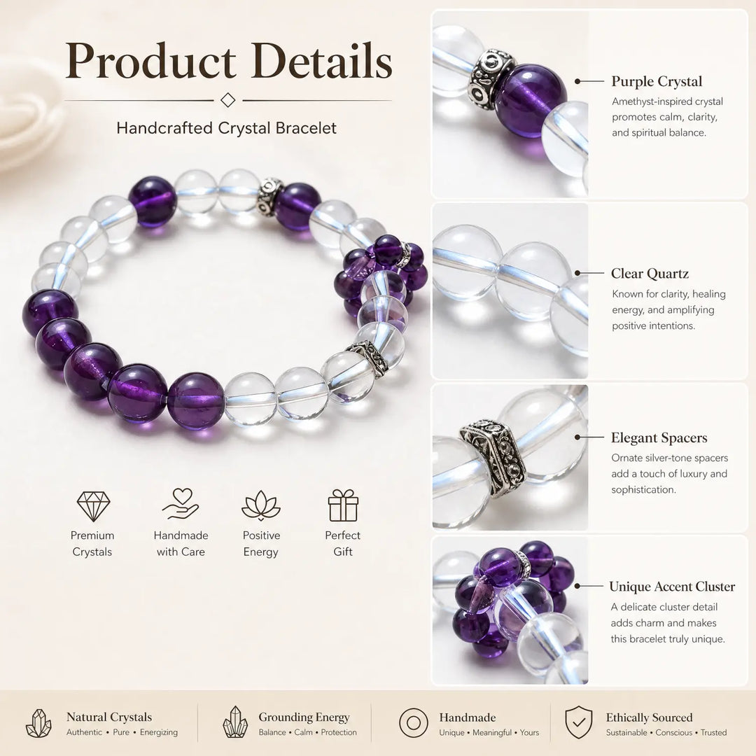 8mm Natural Amethyst Bracelet - amethyst jewelry gift ready box details