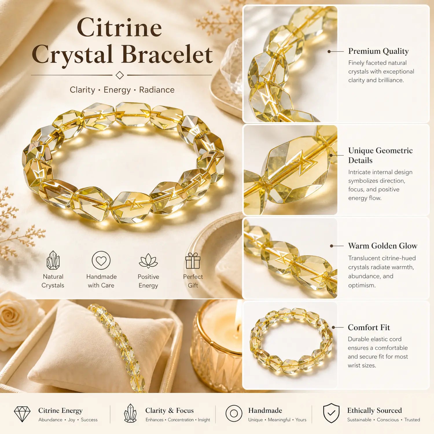 12mm Citrine Bracelet - 06 citrine jewelry gift ready box details