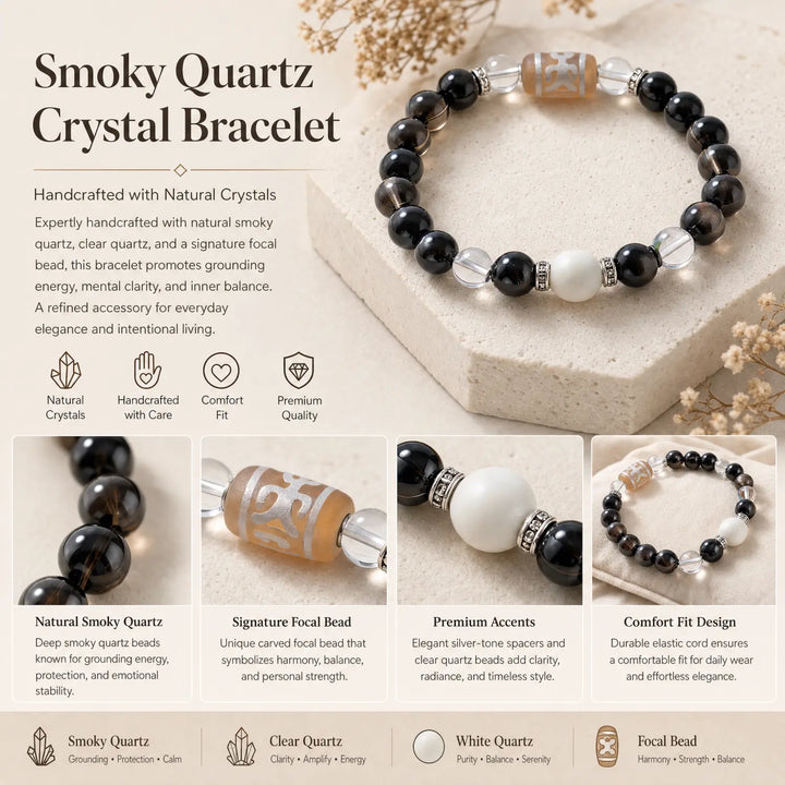 10mm Clear Quartz & Gold Sheen Obsidian & Obsidian Bracelet - 06 gold sheen obsidian jewelry gift ready box details
