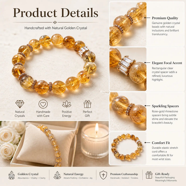 12mm Citrine & Rutilated Quartz Bracelet - 06 rutilated quartz jewelry gift ready box details