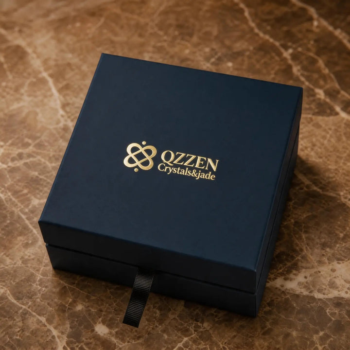 QZENI gift packaging for 12mm Multi-Stone Crystal Bracelet with Amethyst, Clear Quartz, Gold Obsidian