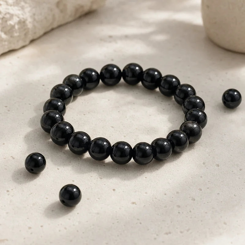 Obsidian crystal bracelet beads