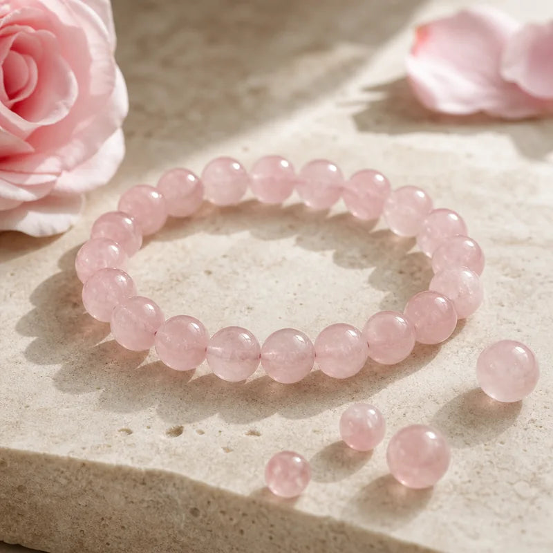 Rose Quartz crystal bracelet beads